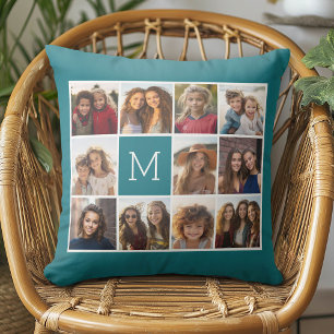 11 Foto-Gitter-Collage mit Monogramm Kissen