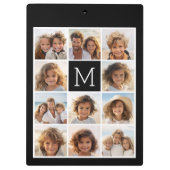 11 Foto-Gitter-Collage mit Monogramm Klemmbrett (Rückseite)