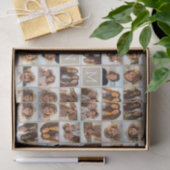 11 Foto Instagram Collage Custom Beige Monogram Seidenpapier (Geschenk)