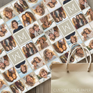 11 Foto Instagram Collage Custom Beige Monogram Seidenpapier