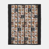 11 Foto Instagram Collage Custom Black Monogram Fleecedecke (Vorderseite)