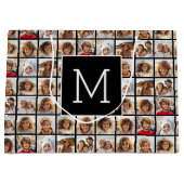 11 Foto Instagram Collage Custom Black Monogram Große Geschenktüte (Vorderseite)
