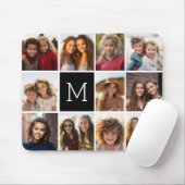 11 Foto Instagram Collage Custom Black Monogram Mousepad (Mit Mouse)