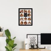11 Foto Instagram Collage Custom Black Monogram Poster (Heimbüro)