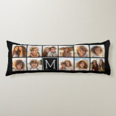 11 Foto Instagram Collage Custom Black Monogram Seitenschläferkissen (Vorderseite)