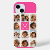 11 Foto Instagram Collage Pink Monogramm Case-Mate iPhone Hülle (Rückseite)