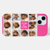 11 Foto Instagram Collage Pink Monogramm Case-Mate iPhone Hülle (Rückseite (Horizontal))