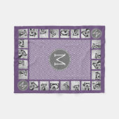11 Foto Lila Graues Zickzack Muster mit Monogramm Fleecedecke (Vorderseite (Horizontal))