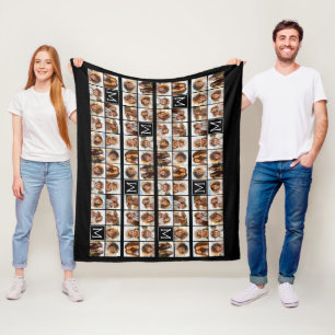 11 Foto-Raster-Collage mit Monogramm Fleecedecke