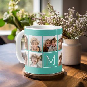 11-Foto-Raster-Collage mit Monogramm Kaffeetasse
