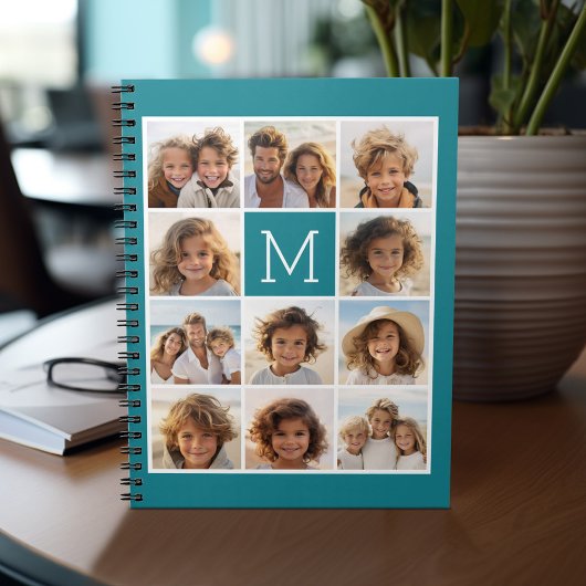 11 Foto-Raster-Collage mit Monogramm Notizblock