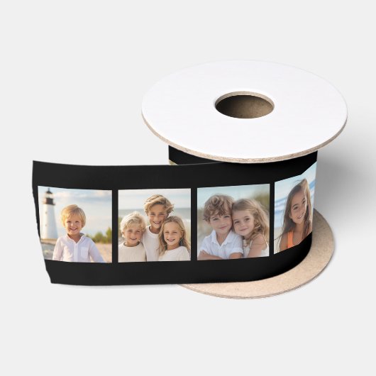 11-Foto-Raster-Collage mit Monogramm Satinband (Spule)