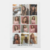 11 FotoCollage - Benutzerdefinierter Text - Schwar Geschirrtuch (Vertikal)