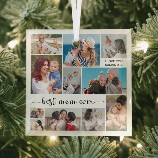 11 FotoCollage Beste Mama je Ornament Aus Glas (Insitu)