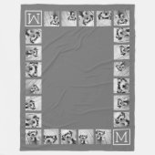 11 FotoCollage Custom Monogram Charcoal Fleecedecke (Vorderseite)