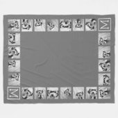 11 FotoCollage Custom Monogram Charcoal Fleecedecke (Vorderseite (Horizontal))