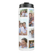 11 Fotocollage Family Happy Memory Quotes weiß Thermosbecher (Vorderseite)