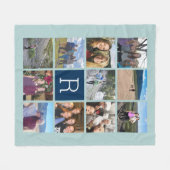 11 FotoCollage mit Monogram kann Blau bearbeiten Fleecedecke (Vorderseite (Horizontal))