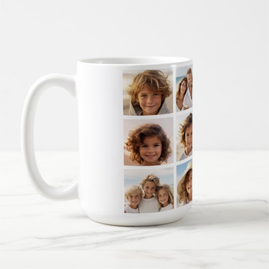 11 FotoCollage - Moderne Minimal Weiß und Schwarz Kaffeetasse (Links)