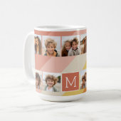 11 FotoCollage - Retro Streifen Korallenpfirsichgo Kaffeetasse (Vorderseite Links)