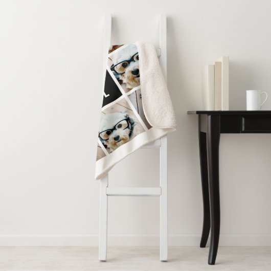 11 FotoCollage und Big Monogram Schwarz-weiß Sherpadecke (Beispiel)