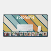 11 Fotomaterial Retro Streifen - blau und gold Schreibtischunterlage (Tastatur & Maus)