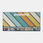 11 Fotomaterial Retro Streifen - blau und gold Schreibtischunterlage (Vorderseite)