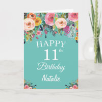 11. Geburtstag Aquarellfarben Blume Aquamarin