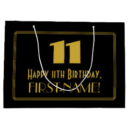 11. Geburtstag — Art Deco Inspiriert Look "11" & N Große Geschenktüte