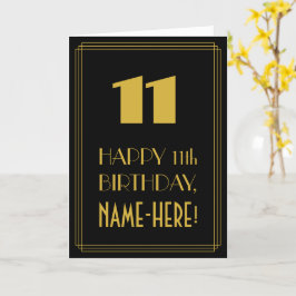 11. Geburtstag - Art Deco Inspiriert Look "11" & N Karte