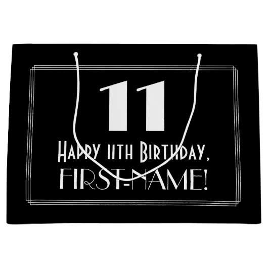 11. Geburtstag: Art Deco Inspiriert Stil "11", Nam Große Geschenktüte (Vorderseite)