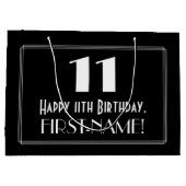 11. Geburtstag: Art Deco Inspiriert Stil "11", Nam Große Geschenktüte (Rückseite)