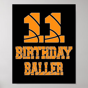 11. Geburtstag Baller Boy 11 Jahre alter Basketbal Poster