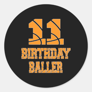 11. Geburtstag Baller Boy 11 Jahre alter Basketbal Runder Aufkleber