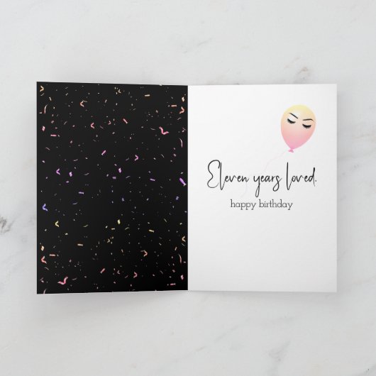 11. Geburtstag Ballons und Confetti Karte (Innenseite)