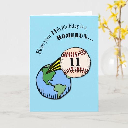 11. Geburtstag Baseball Zuhause Run Karte (Gelbe Blume)