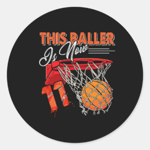 11. Geburtstag Basketball Spaß 11 Jahre Alte Kinde Runder Aufkleber