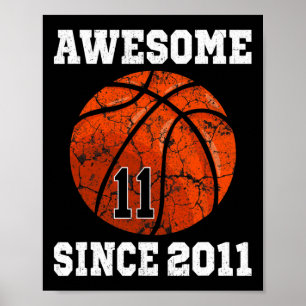 11. Geburtstag Basketballspieler 11 Jahre alt Vint Poster