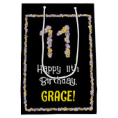 11. Geburtstag: Blumennummer, Individuelle Name, B Mittlere Geschenktüte (Rückseite)