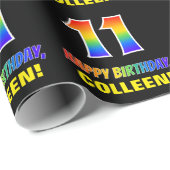 11. Geburtstag: Bold, Fun, Simple, Rainbow 11 Geschenkpapier (Rolleneckpunkt)