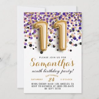 11. Geburtstag Confetti Einladung