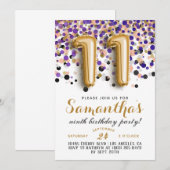 11. Geburtstag Confetti Einladung (Vorne/Hinten)