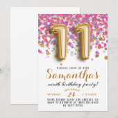 11. Geburtstag Confetti Einladung (Vorne/Hinten)