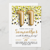 11. Geburtstag Confetti Einladung (Vorne/Hinten)