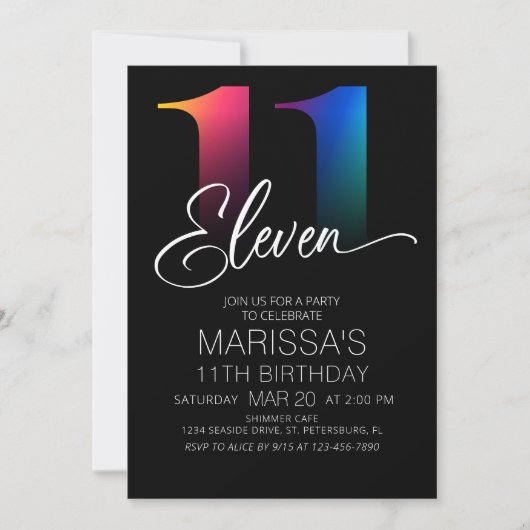 11. Geburtstag Einladung (Vorderseite)