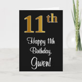 11. Geburtstag ~ Elegante Luxuriöse Imitate Gold L Karte (Vorderseite)