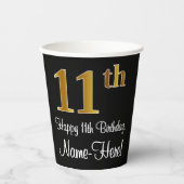 11. Geburtstag - Elegante Luxuriöse Imitate Gold L Pappbecher (Vorderseite)