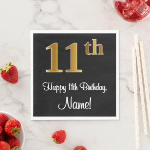 11. Geburtstag ~ Elegante Luxuriöse Imitate Gold Serviette