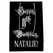 11. Geburtstag: Extravagant, elegant, Script + Ind Mittlere Geschenktüte (Rückseite)