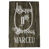 11. Geburtstag: Extravagant, Imitate Holzaussehen Mittlere Geschenktüte (Vorderseite)